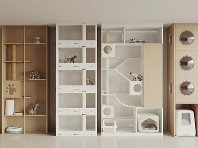 Multi Level Pet Furniture Designs With Cat Shelves Condo Litter Box And Scratching Areas 3d model
