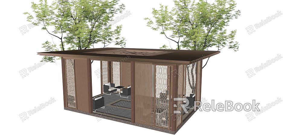 New Chinese Style Pavilion Landscape Pavilion Pavilion Gallery Landscape Small Building model