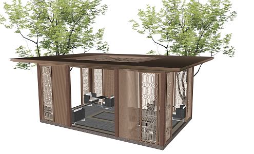 New Chinese Style Pavilion Landscape Pavilion Gallery Landscape Small Building 3d model