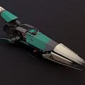 Futuristic Green And White Streamlined Spaceship With Advanced Mechanical Details For Cosmic Travel