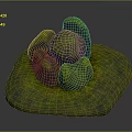 Natural Wood Base with Decorative Stone Pieces Covered in Green Moss
