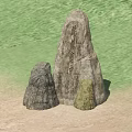 Large And Small Rockery Stones In Garden With Green Grass And Earth Ground