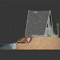 Beach House With Gray Roof White Exterior Palm Tree And Sand Beach Near Blue Sea