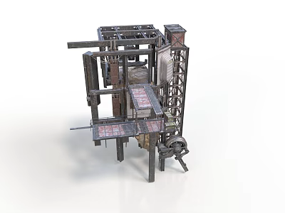 Industrial Metal Frame Equipment With Multi level Platforms And Mechanical Components 3d model