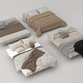 Beds With Different Designs Featuring Neutral Linens Pillows And Blankets 3d model