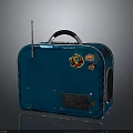 Vintage Blue Portable Radio With Antenna Handle And Decorative Stickers