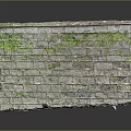 Old Brick Wall With Green Moss And Natural Textured Stone Surface 3d model