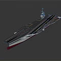 Aircraft Carrier 3D Model With Gray Flight Deck And Red Bottom Structure