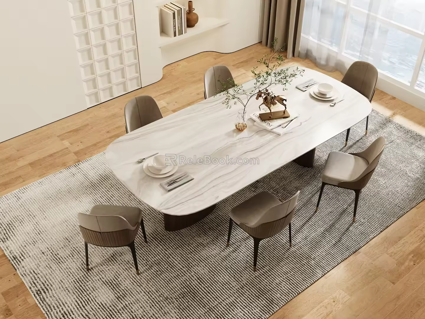 Dining table and chair 3d model