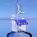 Modern Art Installation With Transparent Multi Layer Structure And Blue Decorative Elements 3d model