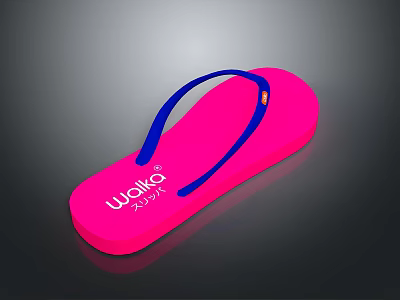 Pink Walko Flip Flops Featuring Blue Straps For Comfortable Daily Wear 3d model