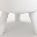 Round Ottoman Stool With Checkered Fabric Upholstery And Wooden Legs