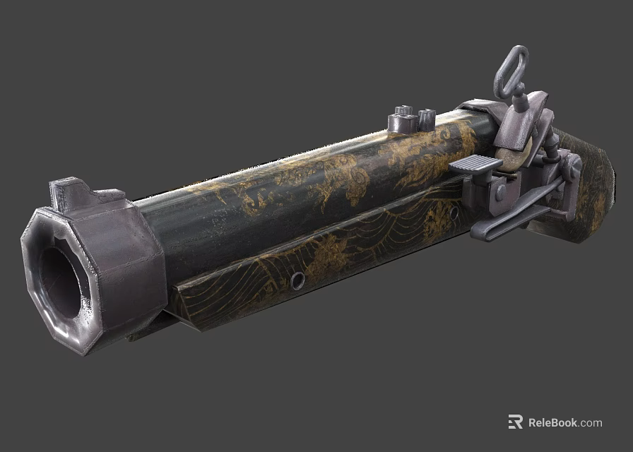 Ornate Vintage Ancient Cannon With Metallic Body And Intricate Decorative Patterns 3d model 