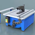 Industrial Table Saw With Blue Frame Worktable And Precision Cutting Function 3d model