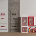 Wall Mounted Fire Safety Equipment With Hydrants Extinguishers And Red Cabinets