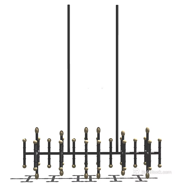 Modern Black Metal Pendant Light With Multiple Small Lamp Heads Design 3d model 