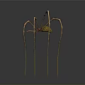 Golden Spider Sculpture Featuring Long Slender Legs On Black Background With Reflection