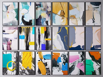 Colorful Abstract Paintings With Various Styles And Artistic Brush Strokes 3d model