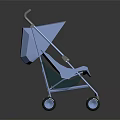 Lightweight Blue Baby Stroller Featuring Foldable Design Sun Canopy And Wheels