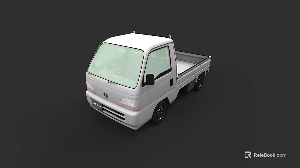 White Honda Small Truck Featuring Open Bed And Single Cab Design 3d model 
