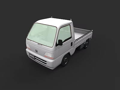 White Honda Small Truck Featuring Open Bed And Single Cab Design 3d model