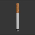 Isolated Burned Cigarette With White Body Orange Filter On Dark Background