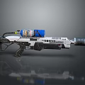 Vibrant Sci Fi Weapon With White And Blue Body Barrel Grip And Futuristic Design