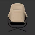 Beige Upholstered Accent Chair with Headrest Black Metal Five Star Base Modern Design