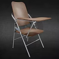 Ergonomic Office Chair With Wooden Back Seat Metal Frame Foldable Side Tray Table