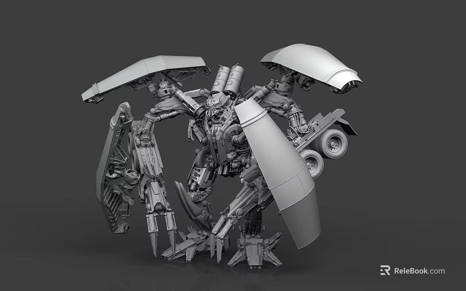 Game Movie Mechanical Robot Character With Detailed Metal Structure And Transforming Parts 3d model 