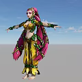 Fantasy Game Character With Pink Hair And Clover Decorated Outfit