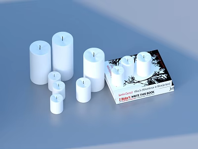 Luxury White Candles In Various Sizes With Elegant Packaging Box 3d model