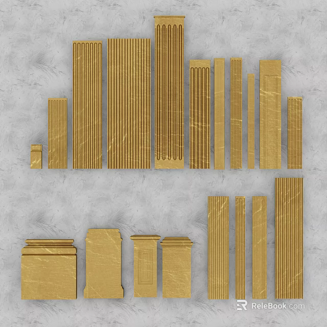 Gold Decorative Lines As Stylish Design Elements For Modern Interior Decoration 3d model 