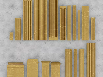 Gold Decorative Lines As Stylish Design Elements For Modern Interior Decoration 3d model