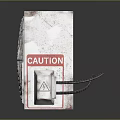 Red Fox Electronic Cooling Device With White Casing Circular Fan Grille And Warning Sign