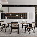 Modern dining table and chair combination 3d model