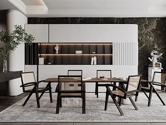 Modern dining table and chair combination 3d model