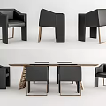 Modern Dining Table Set With Black Chairs And Metal Legs Wooden Top