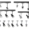 Modern Downlights And Spotlights With Track Mounted Assorted Black Gray Designs 3d model