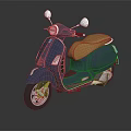 Stylish Classic Blue Scooter with Tan Leather Seat Chrome Rearview Mirrors and Silver Wheels