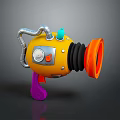 Colorful Toy Weapon With Yellow Body Silver Pipes Orange Muzzle And Purple Grip
