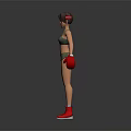 Game Movie Character Female Boxer Wearing Sportswear With Red Boxing Gloves And Shoes