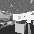 Commercial Catering Kitchen With Stainless Steel Worktables Ventilation Hoods And Tiled Surfaces