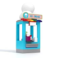 Blue Building Blocks Ice Cream Stand With Colorful Sign White Dome And Ice Cream Model