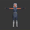 Futuristic Animated 3D Character With Blue White Outfit And Orange Arms