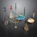 Stylish Household Items Collection Featuring Umbrellas Candle Holder And Decorative Plates