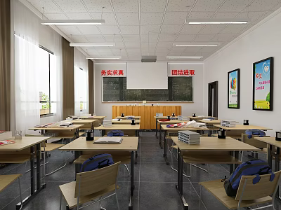 School Classroom SU Model 3d model