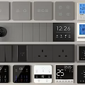 Modern Switch Panels With Digital Time Temperature Displays Multiple Colors And Various Designs 3d model