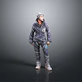 3D Character Model In Gray Hoodie And Pants Standing Casual Pose Full View