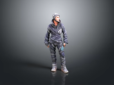 3D Character Model In Gray Hoodie And Pants Standing Casual Pose Full View 3d model